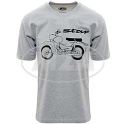 T-Shirt, hellgrau meliert, Größe: L - Motiv: Star Basic - 100% Baumwolle