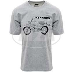 T-Shirt, hellgrau meliert, Größe: L - Motiv: Spatz Basic - 100% Baumwolle