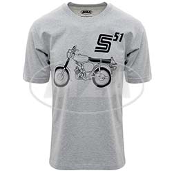T-Shirt, hellgrau meliert, Größe: L - Motiv: S51 Basic - 100% Baumwolle