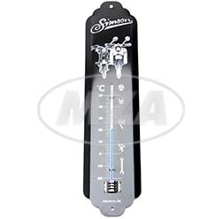 Thermometer, schwarz/weiß, 6,5x28 cm, Motiv: SIMSON