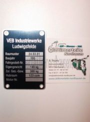 Typenschild IWL Pitty (Aluminium) Plakette